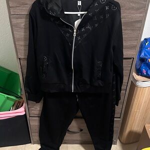 Black Designer Tracksuit with Monogram size S
